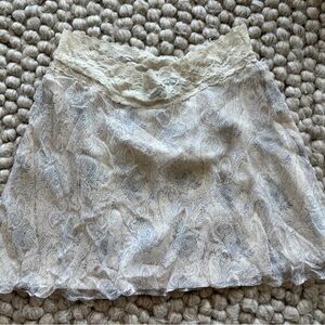 EXPRESS size XS mini lace white skirt silk
